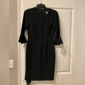 Donna Morgan Black Long Sleeve Sheath Dress with Fluted Cuffs